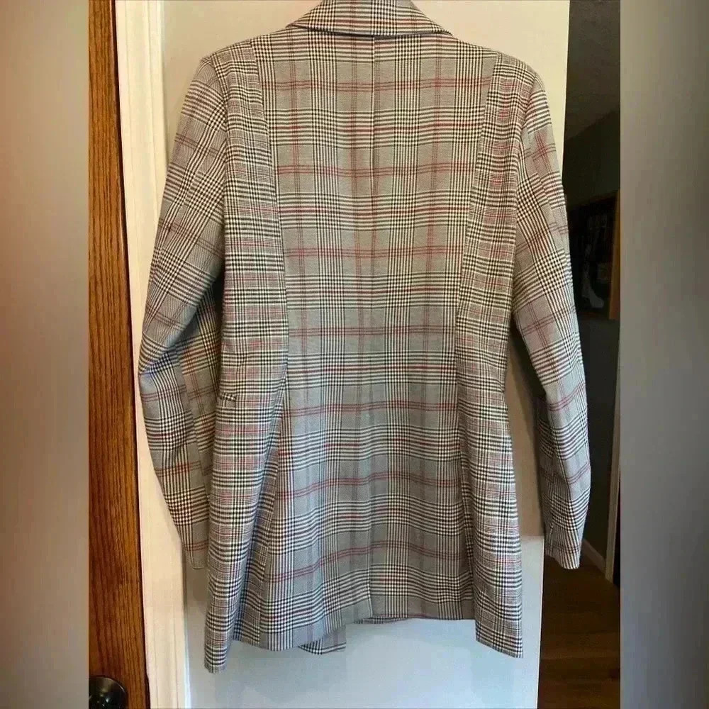 Walter Baker Women's Saundra Plaid Blazer Jacket in Grey Multi Size M Preppy - Picture 7 of 10